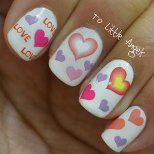 Hearts Love - Nail Art Decal - RED1